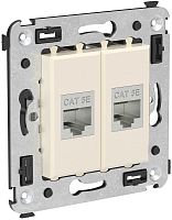 Розетка компьютерная экранированная без рамки DKC Avanti 2-м. RJ45+RJ45 5е ванильная дымка картинка